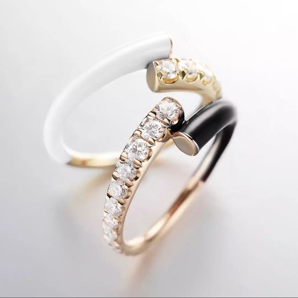 Neon Collection White Enamel CZ Open Ring - Picture 3 of 7